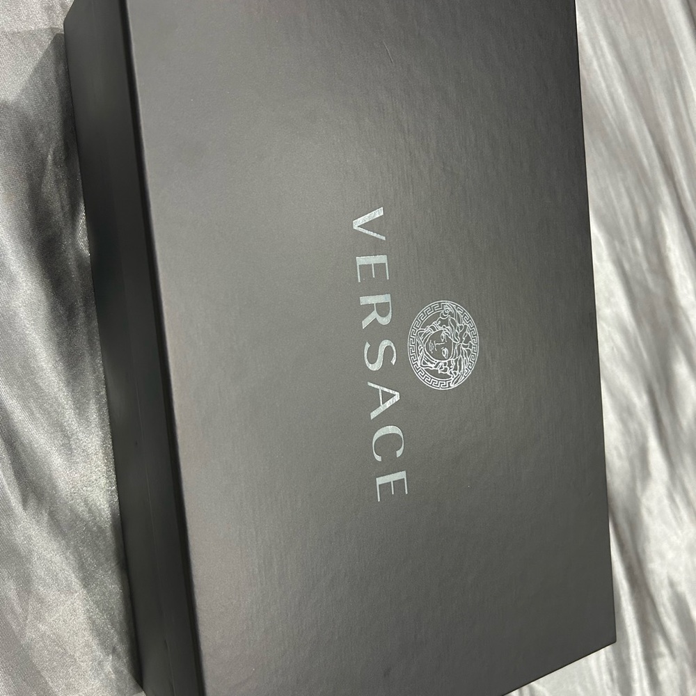 Versace Crystal flip flop (womens) Black and Gold brand new never worn size 38